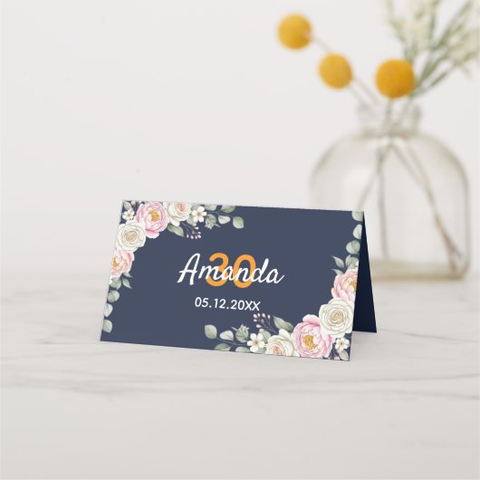 Elegant Floral Place Card and Table Number Tent Plaatskaartje (Achterkant)