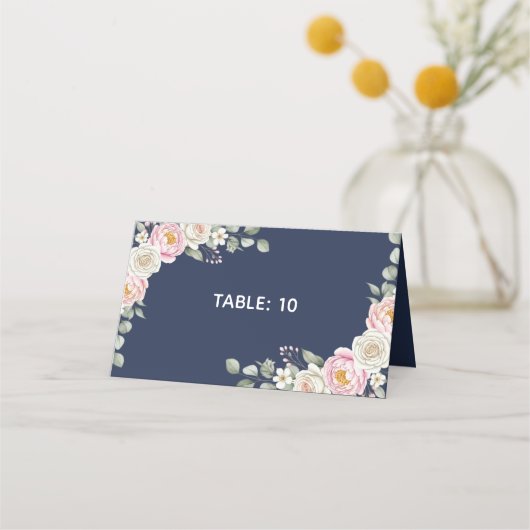 Elegant Floral Place Card and Table Number Tent Plaatskaartje (Voorkant)