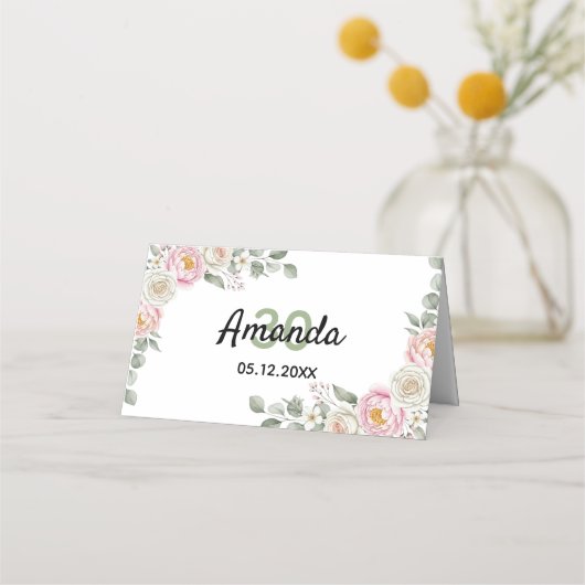 Elegant Floral Place Card and Table Number Tent Plaatskaartje (Achterkant)