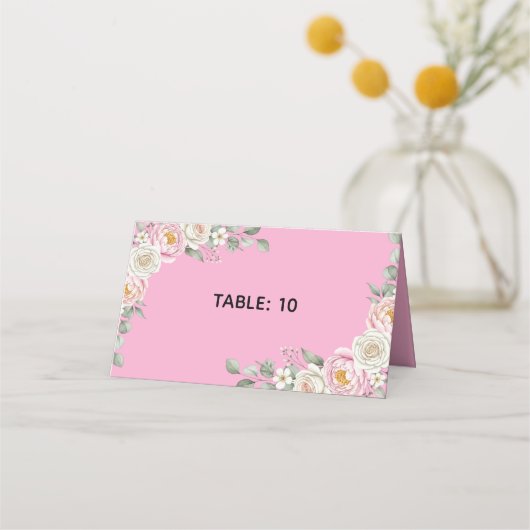 Elegant Floral Place Card and Table Number Tent Plaatskaartje (Voorkant)