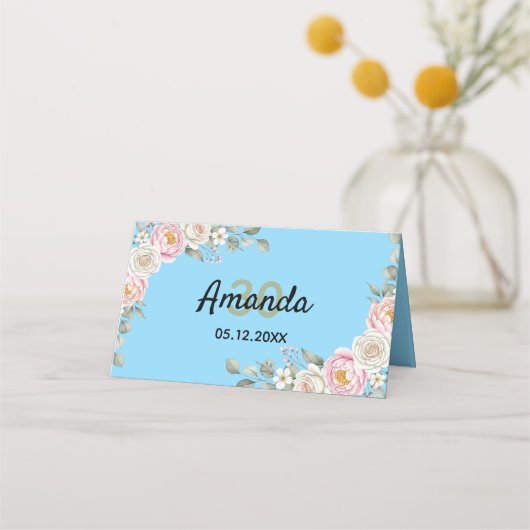 Elegant Floral Place Card and Table Number Tent Plaatskaartje (Achterkant)