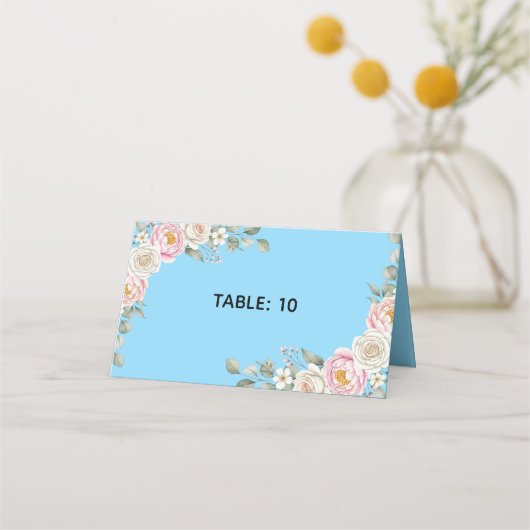 Elegant Floral Place Card and Table Number Tent Plaatskaartje (Voorkant)