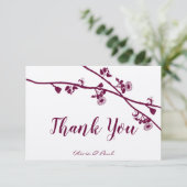 Elegant Floral Plum Wildflower Branches Wedding Bedankkaart (Staand voorkant)