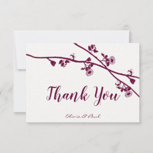 Elegant Floral Plum Wildflower Branches Wedding Bedankkaart
