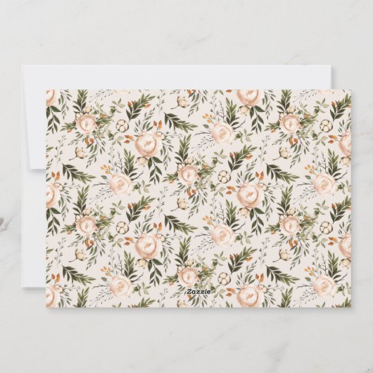 Elegant Floral Prettige feestdagen Olive Green Pho Feestdagenkaart (Achterkant)