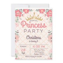 Elegant Floral Princess Birthday Party Invitation