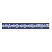 Elegant Floral Print Modern Navy & Dusty Blue Grosgrain Lint (Voorkant)