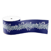 Elegant Floral Print Modern Navy & Dusty Blue Grosgrain Lint (Spoel)