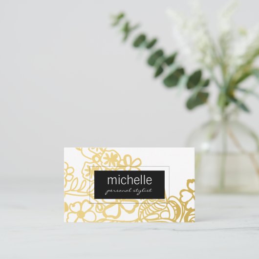 Elegant Floral Print Personal Stylist Visitekaartje (Staand voorkant)
