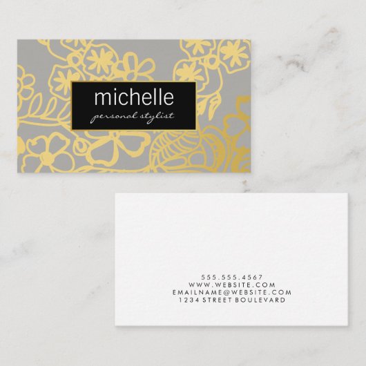 Elegant Floral Print Personal Stylist Visitekaartje (Voorkant / Achterkant)