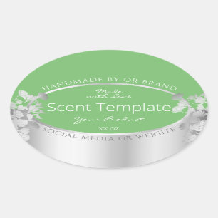Elegant Floral Product Label Sage Green en Silver