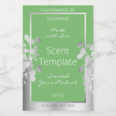 Elegant Floral Product Label Sage Green en Silver Voedselcontainer Etiket (Enkel label)