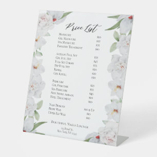 Elegant Floral Professional Nail Salon-prijslijst Reclamebord Met Voetstuk