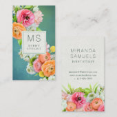 Elegant Floral Professional Visitekaartje (Voorkant / Achterkant)