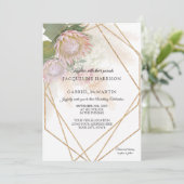 Elegant Floral Protea Pampas Grass Geometric Gold Kaart (Staand voorkant)