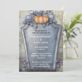 Elegant Floral Pumpkin Halloween Wedding Kaart (Staand voorkant)