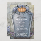 Elegant Floral Pumpkin Halloween Wedding Kaart (Voorkant / Achterkant)