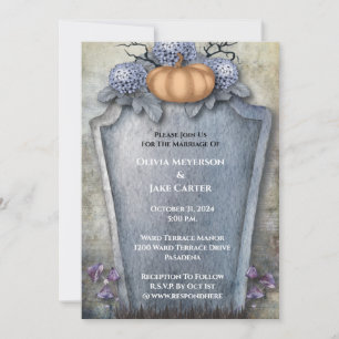 Elegant Floral Pumpkin Halloween Wedding Kaart