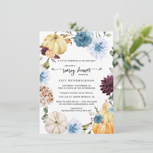 Elegant Floral Pumpkin | Najaar Baby shower (Staand voorkant)