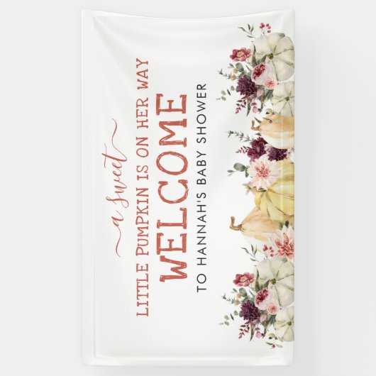 Elegant Floral Pumpkin | Najaar Baby shower Spandoek (Verticaal)