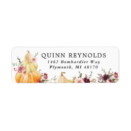 Elegant Floral Pumpkin | Retouradreslabel Etiket