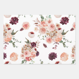 Elegant Floral Pumpkin Waterverf 3pack Inpakpapier Vel