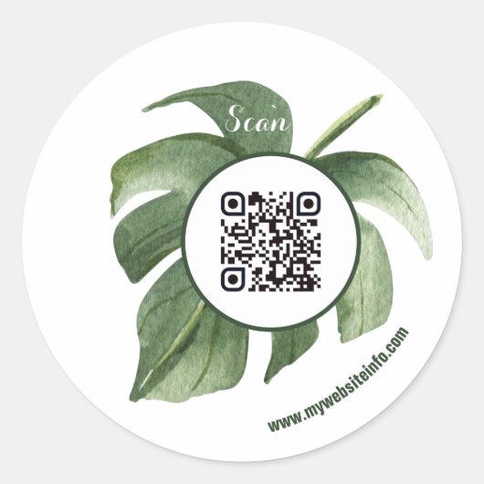 Elegant Floral QR Code Business Ronde Sticker (Voorkant)