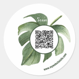 Elegant Floral QR Code Business Ronde Sticker