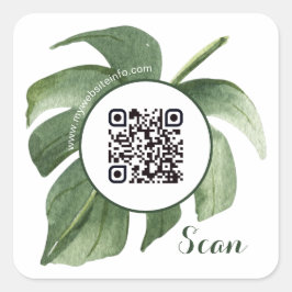 Elegant Floral QR Code Business Square Stickers