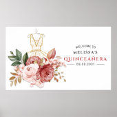 Elegant Floral Quinceanera 15e verjaardag Poster (Voorkant)
