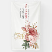 Elegant Floral Quinceanera 15e verjaardag Spandoek (Verticaal)