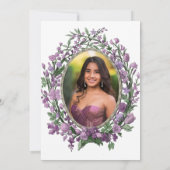 Elegant Floral Quinceanera Invitation Pink Flowers Kaart (Achterkant)