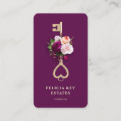Elegant Floral Real Estate Agent Realtor Visitekaartje (Voorkant)