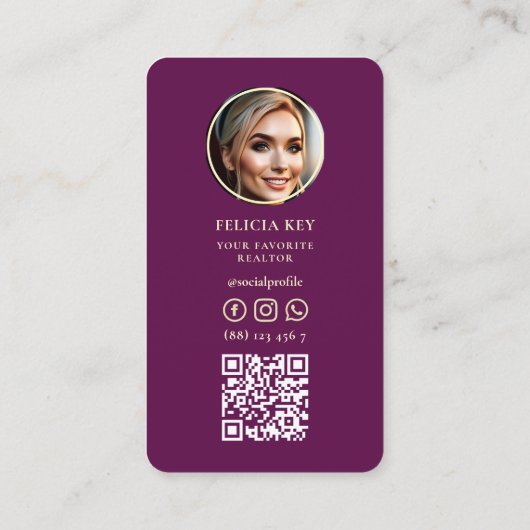 Elegant Floral Real Estate Agent Realtor Visitekaartje (Achterkant)