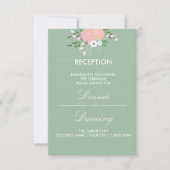 Elegant Floral Reception Kaart - mint (Voorkant)