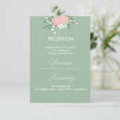 Elegant Floral Reception Kaart - mint (Staand voorkant)