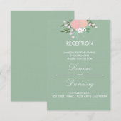 Elegant Floral Reception Kaart - mint (Voorkant / Achterkant)