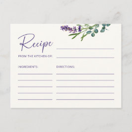 Elegant Floral Recipe Card voor de Bride Briefkaart