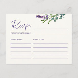 Elegant Floral Recipe Card voor de Bride Briefkaart