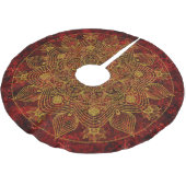 Elegant Floral Red, Black & Gold Mandala Kerstboom Rok (Gekanteld)