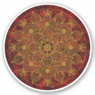 Elegant Floral Red, Black & Gold Mandala Sticker