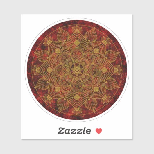 Elegant Floral Red, Black & Gold Mandala Sticker (Vel)