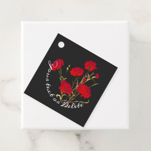  Elegant  Floral Red Carnance Bedankjes Labels (In situ)