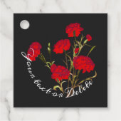  Elegant  Floral Red Carnance Bedankjes Labels (Voorkant)