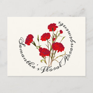 Elegant  Floral Red Carnance Briefkaart