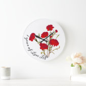  Elegant  Floral Red Carnance Grote Klok (Huis)