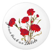  Elegant  Floral Red Carnance Keramische Knop (Voorkant)