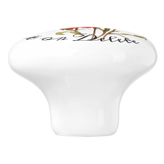  Elegant  Floral Red Carnance Keramische Knop (Zijkant)