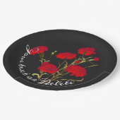  Elegant  Floral Red Carnance Papieren Bordje (Gekanteld)