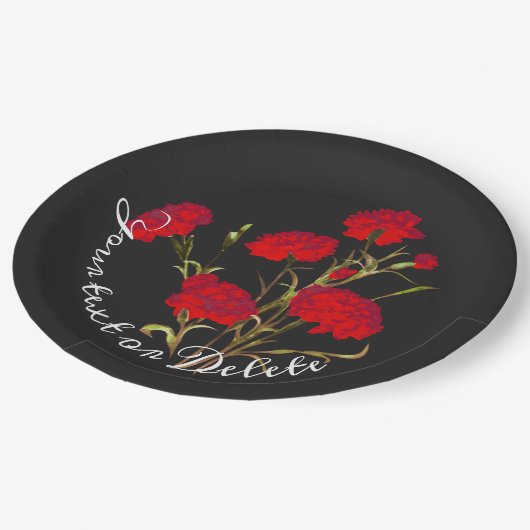  Elegant  Floral Red Carnance Papieren Bordje (Gekanteld)